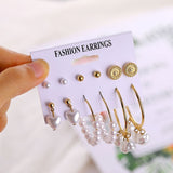 2020 Vintage Pearl Twist Big Circle Earrings Set for Women Fashion Geometric Imitation Pearl Crystal Earrings Jewelry - ENSEIGNE DENIS