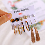 2020 Vintage Pearl Twist Big Circle Earrings Set for Women Fashion Geometric Imitation Pearl Crystal Earrings Jewelry - ENSEIGNE DENIS