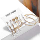 2020 Vintage Pearl Twist Big Circle Earrings Set for Women Fashion Geometric Imitation Pearl Crystal Earrings Jewelry - ENSEIGNE DENIS