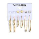 2020 Vintage Pearl Twist Big Circle Earrings Set for Women Fashion Geometric Imitation Pearl Crystal Earrings Jewelry - ENSEIGNE DENIS