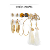 2020 Vintage Pearl Twist Big Circle Earrings Set for Women Fashion Geometric Imitation Pearl Crystal Earrings Jewelry - ENSEIGNE DENIS