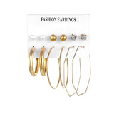 2020 Vintage Pearl Twist Big Circle Earrings Set for Women Fashion Geometric Imitation Pearl Crystal Earrings Jewelry - ENSEIGNE DENIS