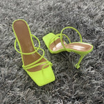 2020 Summer Pumps Sexy snake print Slippers Sandals Shoes Women Thin High Heels Square Toe Sandal Lady Pump Shoes Mules - ENSEIGNE DENIS