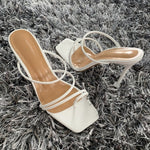 2020 Summer Pumps Sexy snake print Slippers Sandals Shoes Women Thin High Heels Square Toe Sandal Lady Pump Shoes Mules - ENSEIGNE DENIS