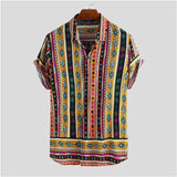 2020 Men Shirts Short Sleeve Printed Pocket Colorful Casual Blouse Hawaiian shirt Male Tops Summer Geometric Plus Size Shirts 5X - ENSEIGNE DENIS