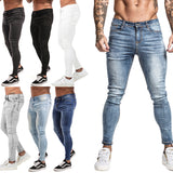 GINGTTO Jeans Men Elastic Waist Skinny Jeans Men 2020 Stretch Ripped Pants Streetwear Mens Denim Jeans Blue - ENSEIGNE DENIS