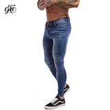 GINGTTO Jeans Men Elastic Waist Skinny Jeans Men 2020 Stretch Ripped Pants Streetwear Mens Denim Jeans Blue - ENSEIGNE DENIS