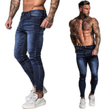 GINGTTO Jeans Men Elastic Waist Skinny Jeans Men 2020 Stretch Ripped Pants Streetwear Mens Denim Jeans Blue - ENSEIGNE DENIS