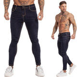 GINGTTO Jeans Men Elastic Waist Skinny Jeans Men 2020 Stretch Ripped Pants Streetwear Mens Denim Jeans Blue - ENSEIGNE DENIS