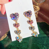 MENGJIQIAO New Korean Shiny Heart Crystal Drop Earrings For Women Fashion Shell Rhinestone Boucle D'oreille Party Jeweley Gift - ENSEIGNE DENIS