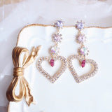 MENGJIQIAO New Korean Shiny Heart Crystal Drop Earrings For Women Fashion Shell Rhinestone Boucle D'oreille Party Jeweley Gift - ENSEIGNE DENIS