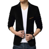 2019 Fashion Men Slim Fit Blazer Formal Suit Jacket One Button Casual Coat Long Sleeve Dress Jacket Autumn Winter Corduroy Solid - ENSEIGNE DENIS