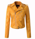 New Arrival 2020 brand Winter Autumn Motorcycle leather jackets yellow leather jacket women leather coat  slim PU jacket Leather - ENSEIGNE DENIS