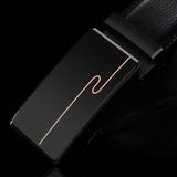 NO.ONEPAUL Brand Fashion Automatic Buckle Black Genuine Leather Belt Men's Belts Cow Leather Belts for Men 3.5cm Width WQE789 - ENSEIGNE DENIS