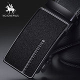 NO.ONEPAUL Brand Fashion Automatic Buckle Black Genuine Leather Belt Men's Belts Cow Leather Belts for Men 3.5cm Width WQE789 - ENSEIGNE DENIS