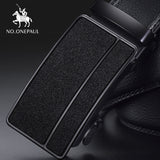 NO.ONEPAUL Brand Fashion Automatic Buckle Black Genuine Leather Belt Men's Belts Cow Leather Belts for Men 3.5cm Width WQE789 - ENSEIGNE DENIS