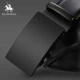 NO.ONEPAUL Brand Fashion Automatic Buckle Black Genuine Leather Belt Men's Belts Cow Leather Belts for Men 3.5cm Width WQE789 - ENSEIGNE DENIS