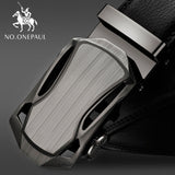 NO.ONEPAUL Brand Fashion Automatic Buckle Black Genuine Leather Belt Men's Belts Cow Leather Belts for Men 3.5cm Width WQE789 - ENSEIGNE DENIS