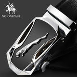 NO.ONEPAUL Brand Fashion Automatic Buckle Black Genuine Leather Belt Men's Belts Cow Leather Belts for Men 3.5cm Width WQE789 - ENSEIGNE DENIS