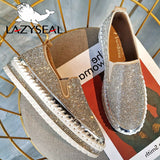 LazySeal Crystal Diamonds Women Flats Bling Woman Shoes Rhinestone Ladies Casual Shoes Round Toe Slip-on Platform Shoes - ENSEIGNE DENIS