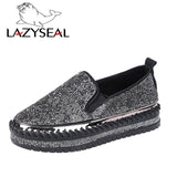 LazySeal Crystal Diamonds Women Flats Bling Woman Shoes Rhinestone Ladies Casual Shoes Round Toe Slip-on Platform Shoes - ENSEIGNE DENIS