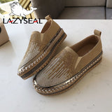 LazySeal Crystal Diamonds Women Flats Bling Woman Shoes Rhinestone Ladies Casual Shoes Round Toe Slip-on Platform Shoes - ENSEIGNE DENIS