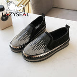 LazySeal Crystal Diamonds Women Flats Bling Woman Shoes Rhinestone Ladies Casual Shoes Round Toe Slip-on Platform Shoes - ENSEIGNE DENIS