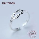 Real 925 Sterling Silver Minimalist Geometric knot Hollow Ring For Charming Women Party Fine Jewelry Trendy Accessories Gift - ENSEIGNE DENIS
