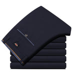 2019 Suit Pants Fashion Elegant Mens Dress Pants Solid Color Straight Long Trousers Men's Slim Fit Formal Trousers Black - ENSEIGNE DENIS