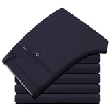 2019 Suit Pants Fashion Elegant Mens Dress Pants Solid Color Straight Long Trousers Men's Slim Fit Formal Trousers Black - ENSEIGNE DENIS