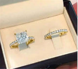 Luxury Female White AAA Zircon Wedding Ring Set Fashion 925 Silver Filled Jewelry Promise Engagement Rings For Women - ENSEIGNE DENIS