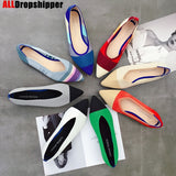 Color Casual Women Soft Shoes Breathable Knit Pointed Shoes Women's Flat Shoes Ballet Single Shoes Comfortable Pregnant Shoes - ENSEIGNE DENIS