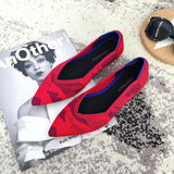 Color Casual Women Soft Shoes Breathable Knit Pointed Shoes Women's Flat Shoes Ballet Single Shoes Comfortable Pregnant Shoes - ENSEIGNE DENIS
