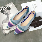 Color Casual Women Soft Shoes Breathable Knit Pointed Shoes Women's Flat Shoes Ballet Single Shoes Comfortable Pregnant Shoes - ENSEIGNE DENIS