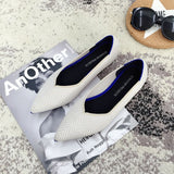 Color Casual Women Soft Shoes Breathable Knit Pointed Shoes Women's Flat Shoes Ballet Single Shoes Comfortable Pregnant Shoes - ENSEIGNE DENIS