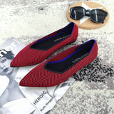 Color Casual Women Soft Shoes Breathable Knit Pointed Shoes Women's Flat Shoes Ballet Single Shoes Comfortable Pregnant Shoes - ENSEIGNE DENIS