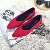 Color Casual Women Soft Shoes Breathable Knit Pointed Shoes Women's Flat Shoes Ballet Single Shoes Comfortable Pregnant Shoes - ENSEIGNE DENIS