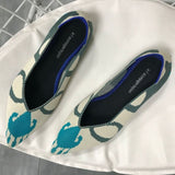 Color Casual Women Soft Shoes Breathable Knit Pointed Shoes Women's Flat Shoes Ballet Single Shoes Comfortable Pregnant Shoes - ENSEIGNE DENIS