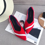 Color Casual Women Soft Shoes Breathable Knit Pointed Shoes Women's Flat Shoes Ballet Single Shoes Comfortable Pregnant Shoes - ENSEIGNE DENIS