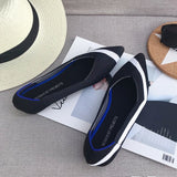 Color Casual Women Soft Shoes Breathable Knit Pointed Shoes Women's Flat Shoes Ballet Single Shoes Comfortable Pregnant Shoes - ENSEIGNE DENIS
