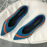 Color Casual Women Soft Shoes Breathable Knit Pointed Shoes Women's Flat Shoes Ballet Single Shoes Comfortable Pregnant Shoes - ENSEIGNE DENIS