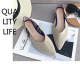 Color Casual Women Soft Shoes Breathable Knit Pointed Shoes Women's Flat Shoes Ballet Single Shoes Comfortable Pregnant Shoes - ENSEIGNE DENIS
