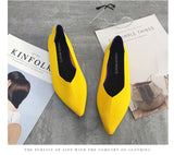 Color Casual Women Soft Shoes Breathable Knit Pointed Shoes Women's Flat Shoes Ballet Single Shoes Comfortable Pregnant Shoes - ENSEIGNE DENIS