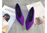 Color Casual Women Soft Shoes Breathable Knit Pointed Shoes Women's Flat Shoes Ballet Single Shoes Comfortable Pregnant Shoes - ENSEIGNE DENIS