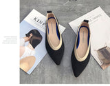 Color Casual Women Soft Shoes Breathable Knit Pointed Shoes Women's Flat Shoes Ballet Single Shoes Comfortable Pregnant Shoes - ENSEIGNE DENIS