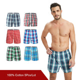 5 pcs Mens Underwear Boxers Shorts Casual Cotton Sleep Underpants Quality Plaid Loose Comfortable Homewear Striped Arrow Panties