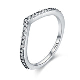 BAMOER 100% 925 Sterling Silver Water Droplet Clear CZ Finger Rings for Women Wedding Engagement Jewelry Girlfriend Gift PA7649 - ENSEIGNE DENIS