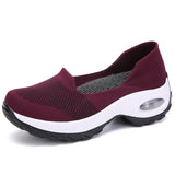 EOFK Women Sneakers Slip-On Spring Summer Cushioning Sports Shoes for Female Wine Red Comfortable Women's Loafers Flats - ENSEIGNE DENIS