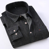 Mens Regular-fit Long-Sleeve Denim Work Shirt Two Button Front Chest Pockets & Pencil Slot Rugged Wear Thin Casual Cotton Shirts - ENSEIGNE DENIS