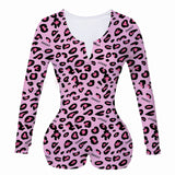 Sexy Women Bodysuit Long Sleeve Deep V Neck Bodycon Stretch Leotard Crop Top Button Short Romper Pajamas Women Jumpsuit Overalls - ENSEIGNE DENIS